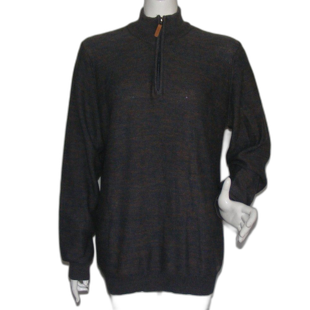 LONDON FOG Sweater, L, Space Dye, 1/4 Zip, Long sleeves, Cotton blend